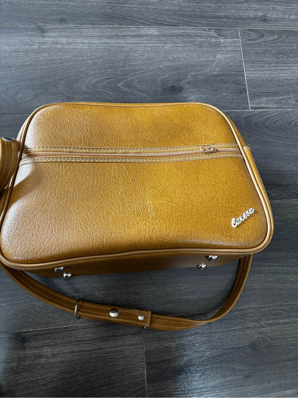 Caruso Mustard Brown Leatherette Crossbody Bag